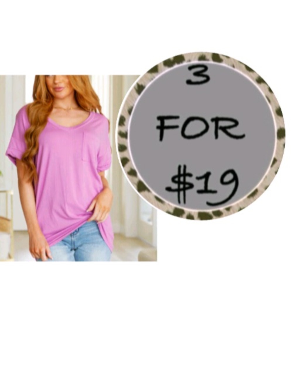 3/$19 Heimish USA Absolute Favorite V-Neck Top in Orchid
